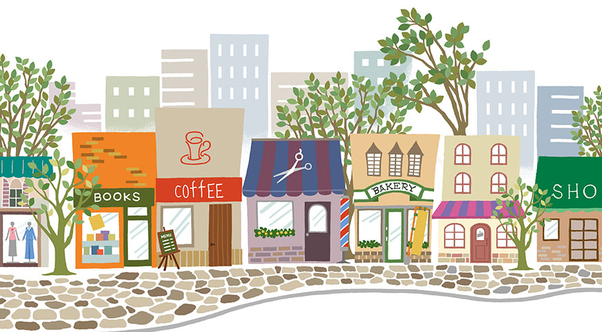 20店舗規模の商店街のイメージイラスト